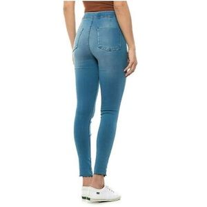Free People SZ 27Skinny Slim Leg Denim Leggings Stretch Jeans Mid Rise Raw Hem